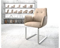 Sledestoel Zoa-Flex sledemodel vlak roestvrij staal microvelours beige vintage pocketveer kern