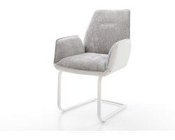 Sledestoel Zoa-Flex sledemodel vlak wit materiaalmix echt leer wit-zilver grijs pocketveer kern