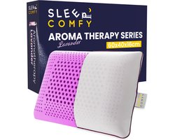 Sleep Comfy - Aromatherapie Serie | Lavendel - Hoofdkussen Slaapkamer - Orthopedisch - Ergonomisch - Anti Slapeloosheid - Anti Nekklachten - Met Lavendel Kussenspray | 60x40x16 cm