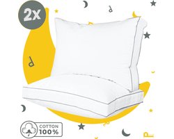 Sleep Comfy Boxkussen Set van 2 - 30 Dagen Proefslapen - Ultiem Comfort - Hotelkwaliteit Hoofdkussen - Verlicht Nek- en Rugklachten - Orthopedisch & Ergonomisch - 50x60x10 cm