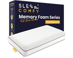 Sleep Comfy Classics - Hoofdkussen traagschuim - Hotelkwaliteit - Hoofdkussens slaapkamer - Hoofdkussen Nekklachten - XL Luxe Kussen | 70x40x12 cm
