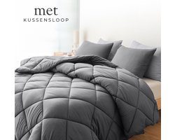 Sleep Comfy - Deluxe 2-in-1 All Year Dekbed - 140x200 cm - Smoked Pearl - met 1 Kussensloop 60x70 cm- Dekbed zonder overtrek - Ademend & Anti Allergie - Hoesloos Dekbed - Stijl, Comfort en Innovatie voor Elke Dag & Nacht - Camping & In de Caravan