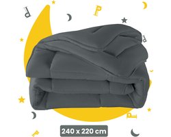 Sleep Comfy - Deluxe 2-in-1 Dekbed - 240x220 cm - Antraciet - Dekbed zonder overtrek - Ademend & Anti Allergie - All Year Dekbed - Stijl, Comfort en Innovatie voor Elke Nacht - Zomerdekbed & Winterdekbed