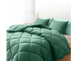 Sleep Comfy - Deluxe 2-in-1 Herfst Dekbed - 240x200 cm - Green - Dekbed zonder overtrek - Ademend & Anti Allergie - Hoesloos Dekbed - Stijl, Comfort en Innovatie voor Elke Dag & Nacht - Camping & In de Caravan