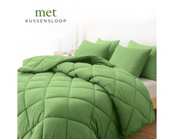 Sleep Comfy - Deluxe 2-in-1 Lente Dekbed - 140x200 cm - Khaki - met 1 Kussensloop 60x70 cm - Dekbed zonder overtrek - Ademend & Anti Allergie - Hoesloos Dekbed - Stijl, Comfort en Innovatie voor Elke Dag & Nacht Camping & In de Caravan