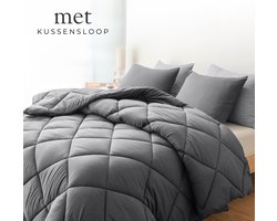 Sleep Comfy - Deluxe 2-in-1 Lente Dekbed - 140x200 cm - Smoked Pearl - met Kussensloop 60x70 cm - Dekbed zonder overtrek - Ademend & Anti Allergie - Hoesloos Dekbed - Stijl, Comfort en Innovatie voor Elke Dag & Nacht - Camping & In de Caravan