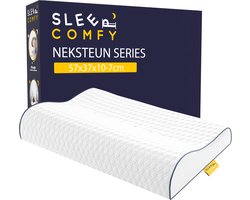Sleep Comfy - Neksteun Serie - Traagschuim Hoofdkussen - Hoofdkussen Slaapkamer - Orthopedisch - Ergonomisch - Anti Nekklachten - Neksteun Visco Pillow-M | 57x37x10/7 cm