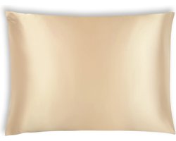 Sleepbits® Satijnen Kussensloop met rits – 2 Stuks – Goud - Anti Age Silk – Zijdezacht – Satijn Haarverzorging – Krullend Haar Producten – Huidverzorging – 60x70 cm