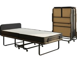 Sleepking - Opklapbed Bino - Vouwbed 1 Persoons 90x200 - Logeerbed met 15cm dik pocketvering matras - incl. beschermhoes - Dagelijks te gebruiken