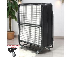 Sleepking - Plooibed / Vouwbed - Vino - 90x200 - Zwart - 15cm dik pocketvering matras - incl. Beschermhoes - Dagelijks te gebruiken