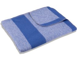 Sleepling 150 x 200 cm plaid | knuffel deken | sofa- of woondeken | van katoenmix | wasbaar op 30 graden | Made in Germany | lichtblauw gestreept