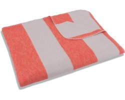 Sleepling 150 x 200 cm plaid | knuffel deken | sofa- of woondeken | van katoenmix | wasbaar op 30 graden | Made in Germany | oranje-beige gestreept