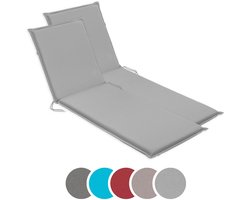sleepling 190 x 58 cm ligbedkussen | set van 2 | kussen voor tuinligbed | met bevestigingsbanden | Made in EU | afneembare hoes van polyester, wasbaar op 30 graden | zilver