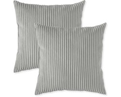 sleepling 40 x 40 cm sierkussenset | 2-delig | kussens van robuuste meubelstof in cord-look | kussens voor bank, sofa, bed, terras of balkon | Made in EU | wasbaar op 30 graden | steengrijs
