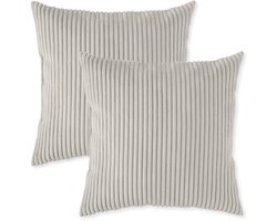 sleepling 40 x 40 cm sierkussenset | 2-delig | kussens van robuuste meubelstof in cord-look | kussens voor bank, sofa, bed, terras of balkon | Made in EU | wasbaar op 30 graden | beige