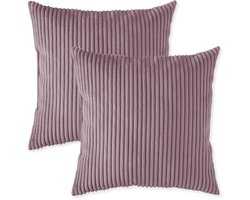 sleepling 40 x 40 cm sierkussenset | 2-delig | kussens van robuuste meubelstof in cord-look | kussens voor bank, sofa, bed, terras of balkon | Made in EU | wasbaar op 30 graden | roze