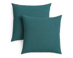 sleepling 40 x 40 cm sierkussenset | 2-delig | kussens van robuuste meubelstof | kussens voor bank, sofa, bed, terras of balkon | Made in EU | wasbaar op 30 graden | petrol