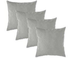 sleepling 40 x 40 cm sierkussenset | 4-delig | kussens van robuuste meubelstof in cord-look | kussens voor bank, sofa, bed, terras of balkon | Made in EU | wasbaar op 30 graden | steengrijs