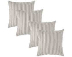 sleepling 40 x 40 cm sierkussenset | 4-delig | kussens van robuuste meubelstof in cord-look | kussens voor bank, sofa, bed, terras of balkon | Made in EU | wasbaar op 30 graden | beige