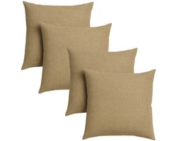 sleepling 40 x 40 cm sierkussenset | 4-delig | kussens van robuuste meubelstof | kussens voor bank, sofa, bed, terras of balkon | Made in EU | wasbaar op 30 graden | lichtbruin