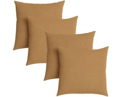 sleepling 40 x 40 cm sierkussenset | 4-delig | kussens van robuuste meubelstof | kussens voor bank, sofa, bed, terras of balkon | Made in EU | wasbaar op 30 graden | oker