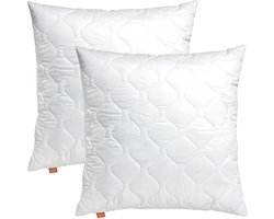 sleepling 45 x 45 cm hoofdkussen Komfort 100 | set van 2 | navulbare kussens, slaapkussens, sierkussens | Made in EU | allergievriendelijke hoes van microvezel | wasbaar op 60 graden | wit
