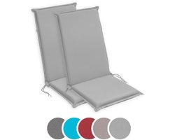 sleepling 50 x 120 cm Outdoor stoelkussen met hoge rug | set van 2 | zitkussen voor tuinstoel | met bevestigingsbanden | Made in EU | afneembare hoes van polyester, wasbaar op 30 graden | silver