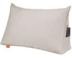 sleepling 70 x 40 x 20 cm rugkussen, wigkussen voor bed en bank, lendenkussen, driehoekig leeskussen, kussen met afneembare wasbare hoes, zijvak, beige
