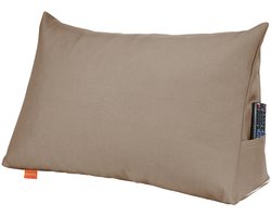 sleepling 70 x 40 x 20 cm rugkussen, wigkussen voor bed en bank, lendenkussen, driehoekig leeskussen, kussen met afneembare wasbare hoes, zijvak, lichtbruin
