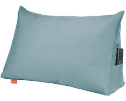 sleepling 70 x 40 x 20 cm rugkussen, wigkussen voor bed en bank, lendenkussen, driehoekig leeskussen, kussen met afneembare wasbare hoes, zijvak, turquoise