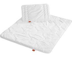 sleepling Baby babybedden set medium mono het hele jaar door dekbed 100 x 135 cm en plat kussen 40 x 60 cm, wit