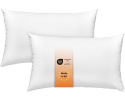 sleepling Basic 50 - kussen 30x50 cm 2-delige Set - vezelkussen van polyester - geschikt als bankkussen, decoratiekussen of sierkussen - ademende vlieshoes - kussen set- Made in EU - 30 x 50 cm - wit