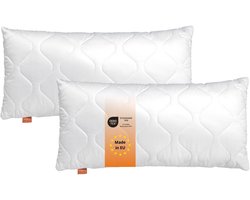 sleepling hoofdkussen 30x50 cm, Set van 2 - kussen van microvezel - Hotelkwaliteit - Ergonomisch -geschikt voor mensen met allergieën - als slaapkussen, bankkussen of sierkussen - kussen set - Made in EU, wit