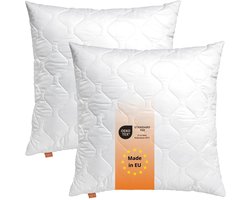 sleepling hoofdkussen 65x65 cm, Set van 2 - kussen van microvezel - Hotelkwaliteit - Ergonomisch -geschikt voor mensen met allergieën - als slaapkussen, bankkussen of sierkussen - kussen set - Made in EU, wit