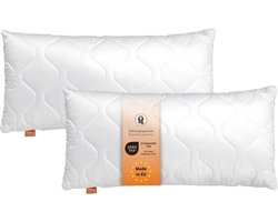 sleepling Set van 2 Basic 100 hoofdkussens, 50 x 75 cm, Ökotex, wasbaar tot 60 graden, Made in EU, vulling kwantiteitsgarantie, maatgarantie, wit