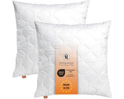 sleepling Set van 2 Basic 100 hoofdkussens, 80 x 80 cm, Ökotex, wasbaar tot 60 graden, Made in EU, vulling kwantiteitsgarantie, maatgarantie, wit