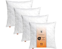 sleepling set van 4 Basic 100 kussens, 50 x 50 cm, sierkussens, bankkussens, Ökotex, wasbaar tot 60 graden, Made in EU, vulling kwantiteitsgarantie, maatgarantie, wit