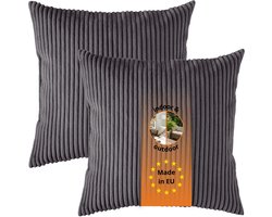 sleepling sierkussenset van 2 - 40x40 cm kussen – bankkussen van robuuste meubelstof - incl. hoes en vulling - als decoratiekussen, sierkussen of couchkussen - kussenset - Made in EU - 40 x 40 cm - cord - donkergrijs