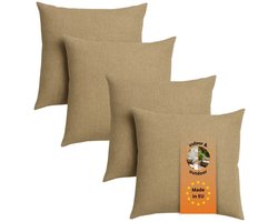sleepling sierkussenset van 4 - 40x40 cm kussen – bankkussen van robuuste meubelstof - incl. hoes en vulling - als decoratiekussen, sierkussen of couchkussen - kussenset - Made in EU - 40 x 40 cm - lichtbruin
