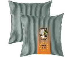 sleepling sierkussenset van 4 - 40x40 cm kussen – bankkussen van robuuste meubelstof - incl. hoes en vulling - als decoratiekussen, sierkussen of couchkussen - kussenset - Made in EU - 40 x 40 cm - cord - turquoise