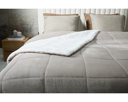 SleepMed 2-zijdige luxe sherpa deken - Taupe - 200 x 200 cm