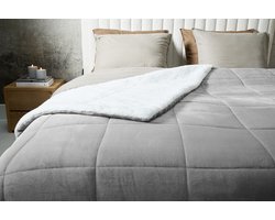 SleepMed Luxe sherpa deken - 2 Zijdig - Lichtgrijs- 240x220cm