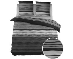 Sleepnight Dekbedovertrek - Black Strepen Katoen - B 200 x L 220 cm - 2-persoons - 001833-B 200 x L 220 cm