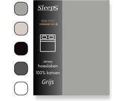 Sleeps Jersey Stretch Hoeslaken - 100% Katoen - 200x200/220 cm - Grijs - Strijkvrij