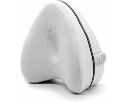 Sleeptight® Kniekussen voor in Bed - Aanbevolen door Ergotherapeuten - Beenkussen - Kniekussens Orthopedisch - Pijn Verlichtend - Knie kussen Zijslapers - Rugslaper/zijslaper - Met Band - Reuma - Artrose - Wit - 25cm