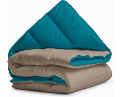 Sleeptime 2 in 1 Omkeerbare Dekbed - Dekbed zonder Overtrek - 200x200 - Taupe/Indigo