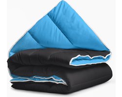 Sleeptime 2 in 1 Omkeerbare Dekbed - Dekbed zonder Overtrek + Gratis Kussenslopen - 200x200 - Zwart/Blauw