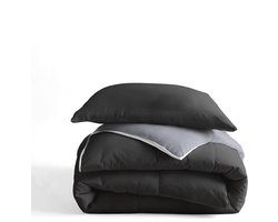 Sleeptime 2 in 1 Omkeerbare Dekbed - Dekbed zonder Overtrek Inclusief Kussensloop - 140x200 - Zwart/Antraciet