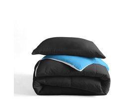 Sleeptime 2 in 1 Omkeerbare Dekbed - Dekbed zonder Overtrek Inclusief Kussensloop - 140x200 - Zwart/Blauw