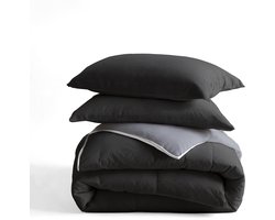 Sleeptime 2 in 1 Omkeerbare Dekbed - Dekbed zonder Overtrek Inclusief Kussenslopen - 240x200 - Zwart/Antraciet